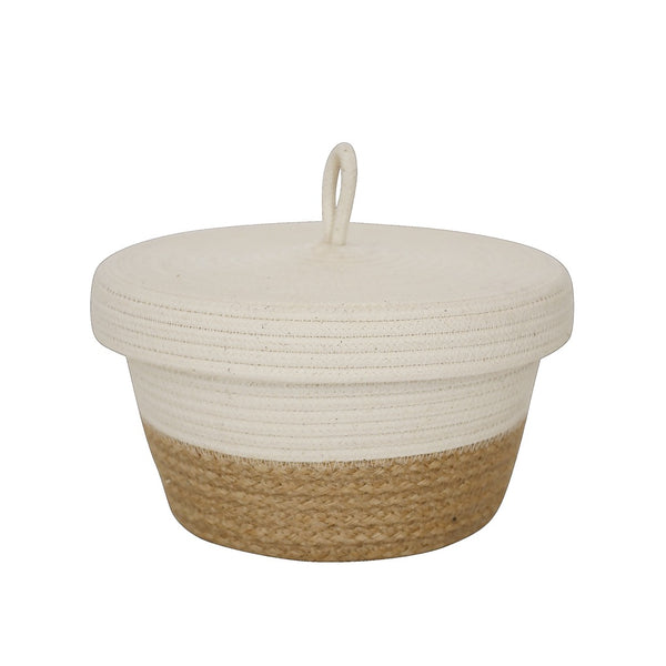 Lidded Bowl Basket - Jute Block