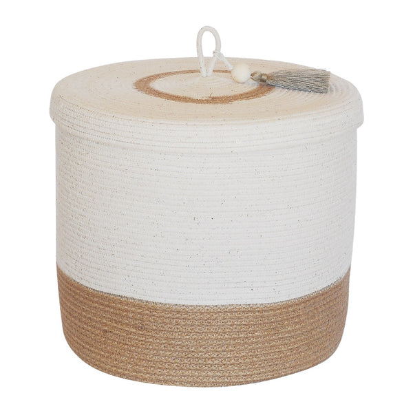 Lidded Cylinder Basket - Jute Block