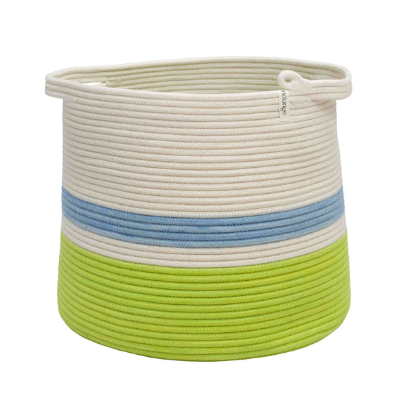 Conical Basket - Pistachio Green & Bubblegum Blue Block & Striped