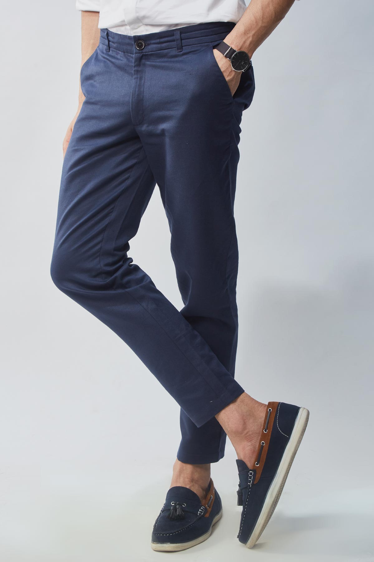 Buy Dusk Blue Linen Pants  Casual Blue Chambrays Pants for Men Online   Andamen