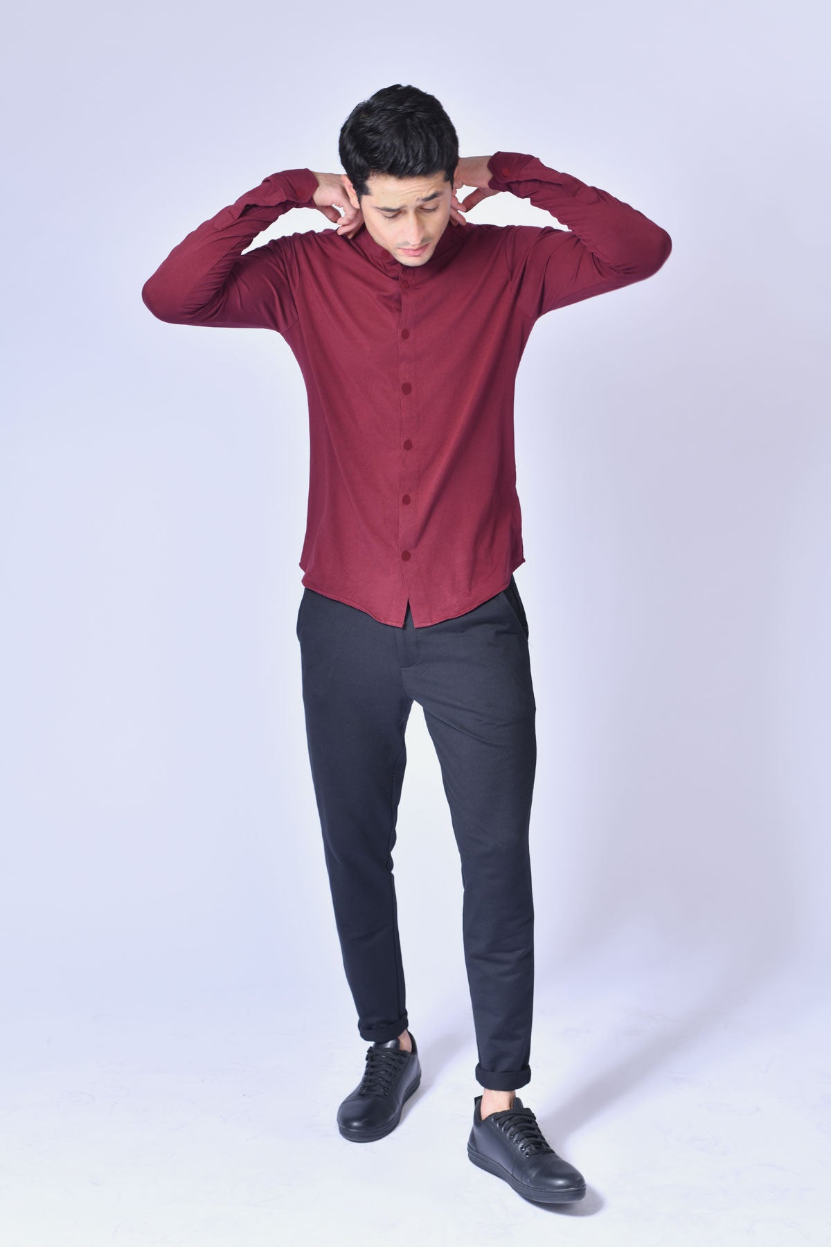 Buy Wine Berry Knit Shirt For Mens (Full Sleeves) | Beyours