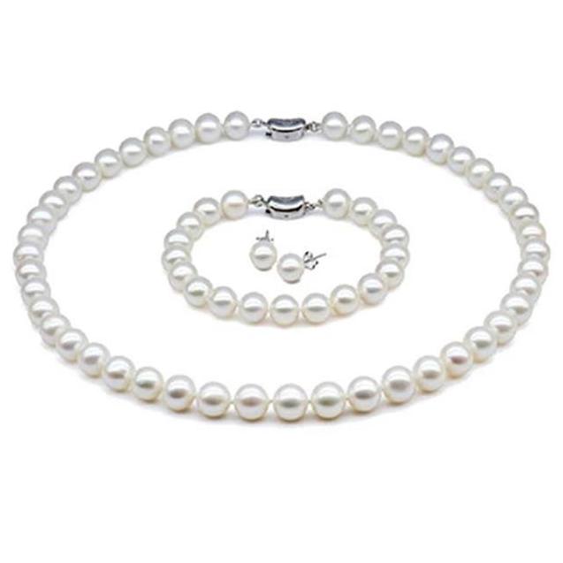 black and white pearl necklace set