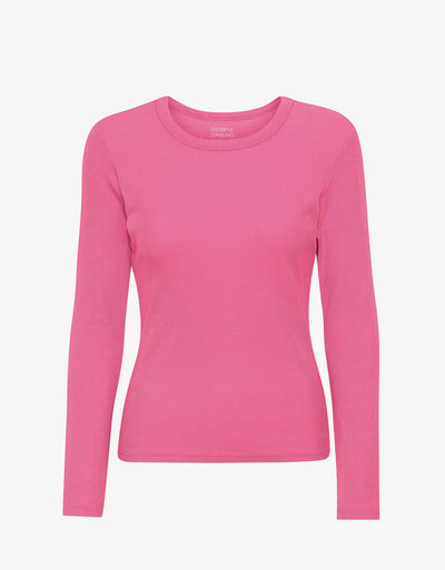 Colorful Pink LS Women Rib Standard T-Shirt Organic – - Faded