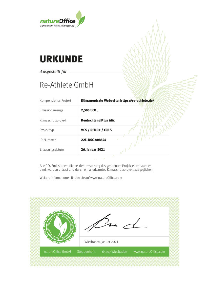 Klimaneutrale Website Re-Athlete 2021