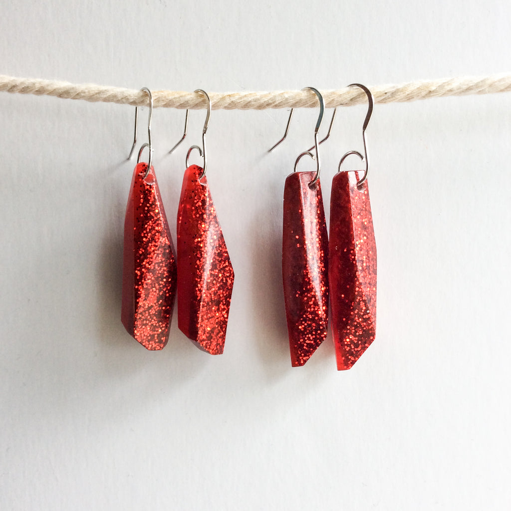 Ruby Slipper Red Gem Earrings - Starlight Bags
