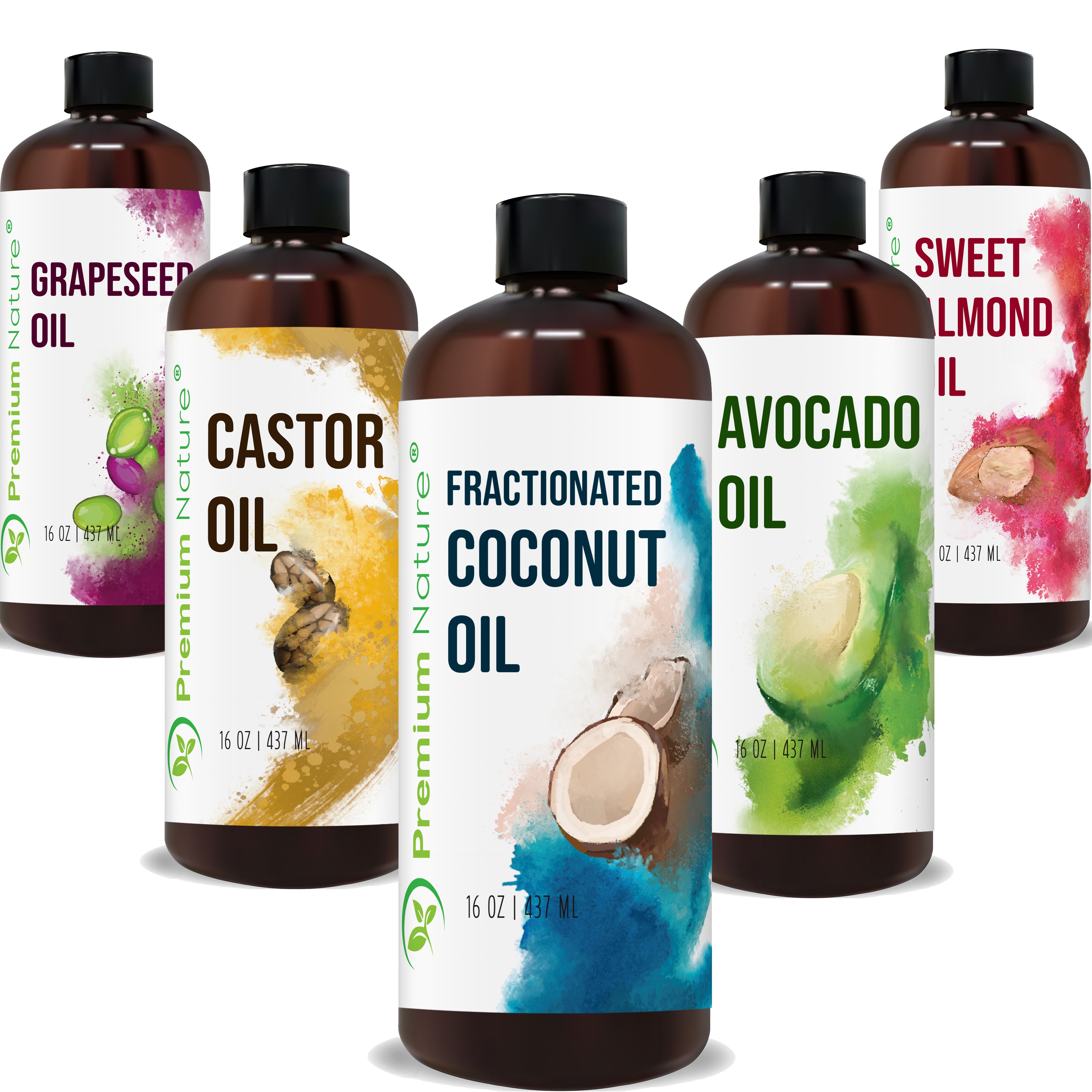 Carrier Oils 5 Piece T Set For Essential Oils Mixing Dry Skin Hair