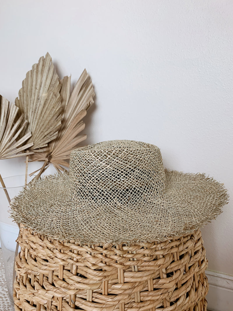 womens summer frayed straw hat