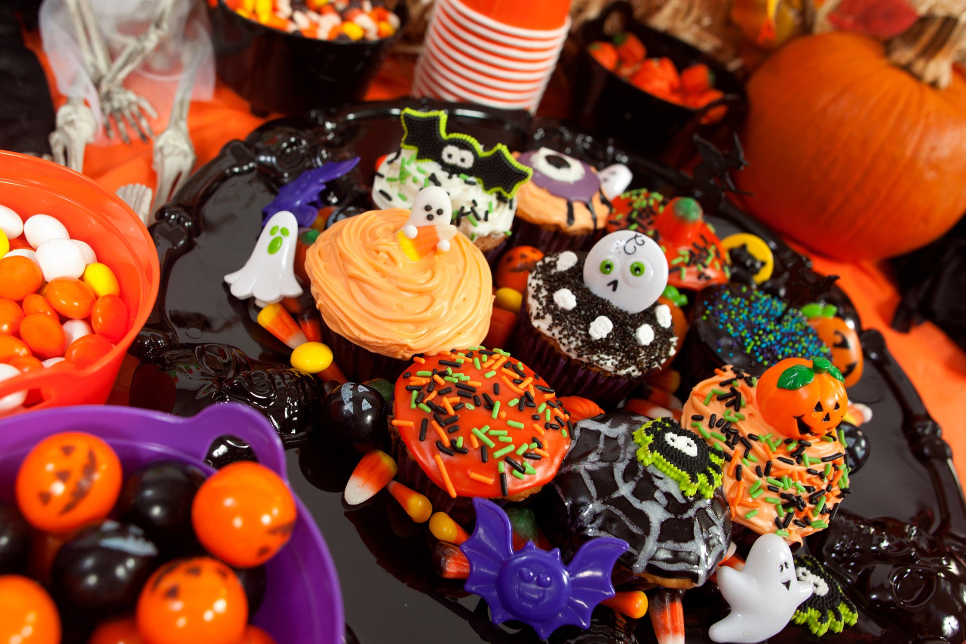A table filled with Halloween treats