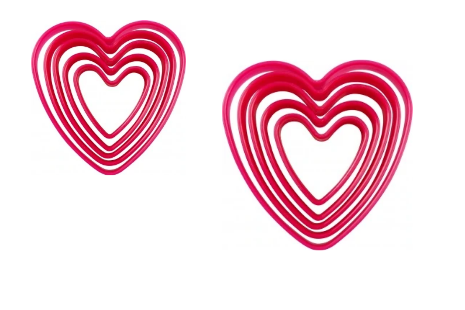 Two sets of red heart cookie cutters