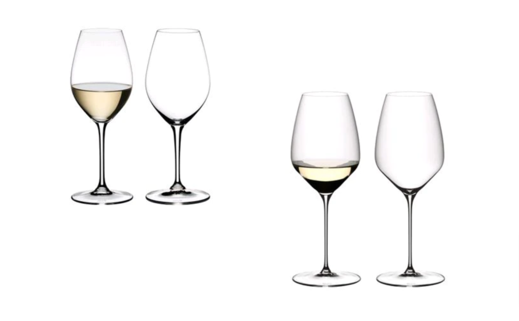 Riedel’s Wine Friendly White Wine Champagne Glasses and Veloce Riesling Glasses