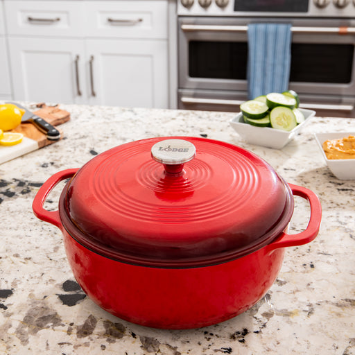 GET Heiss 4.5 Qt. Yellow Enamel Coated Cast Aluminum Round Dutch Oven with  Lid CA-012