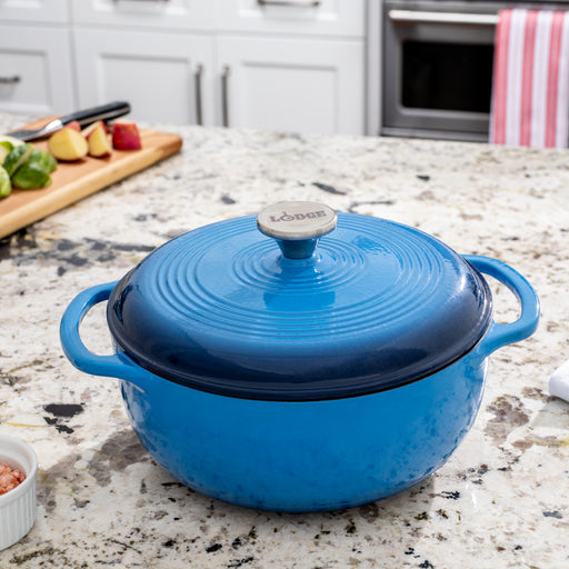 Lodge EC6D18 6 Qt. Midnight Chrome Enameled Cast Iron Dutch Oven