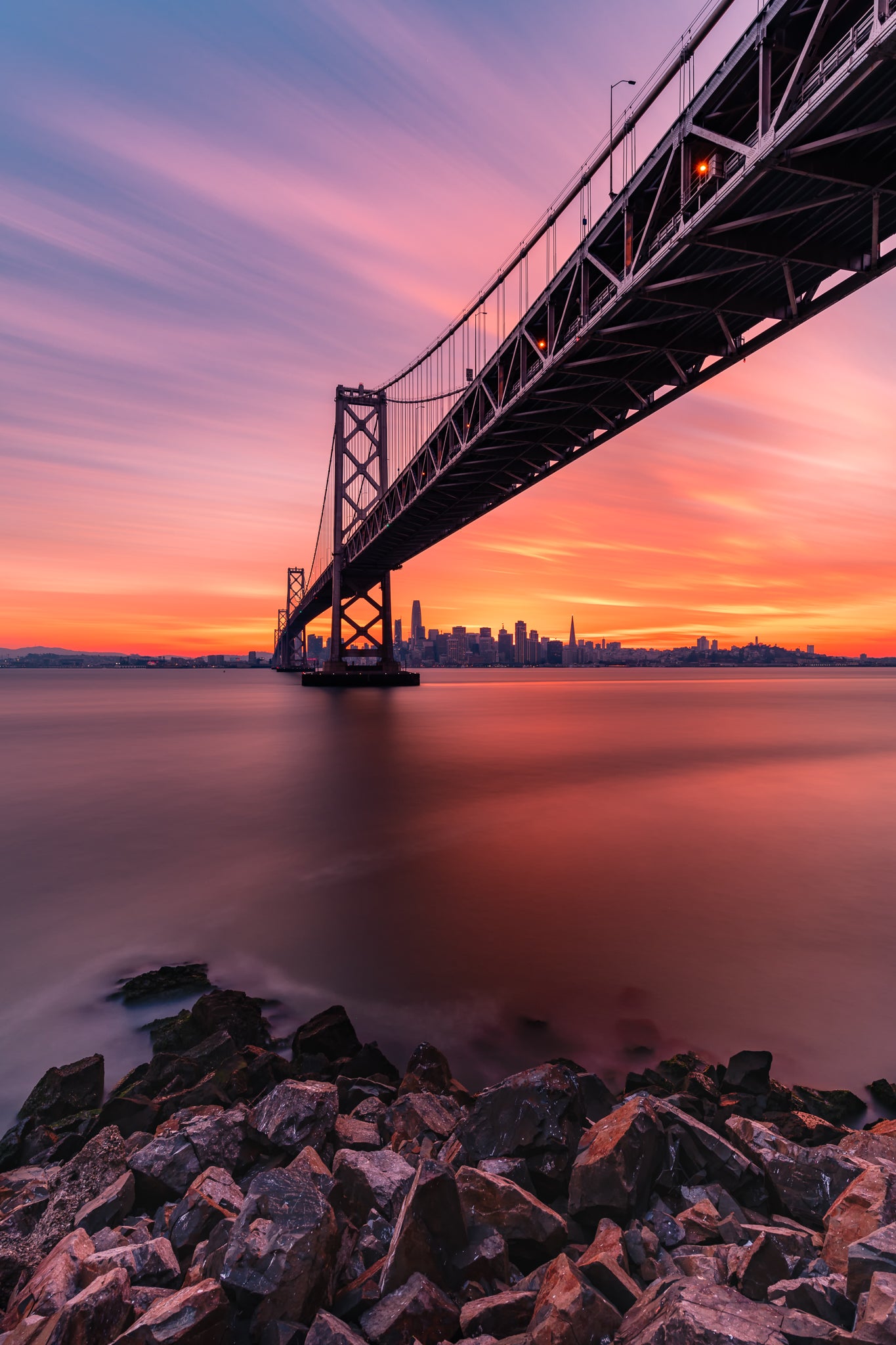 San Francisco Skyline Sunset Under The Bay Bridge Version 2 Getty Photography