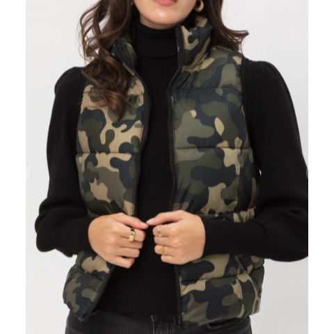 womens camo puffer vest