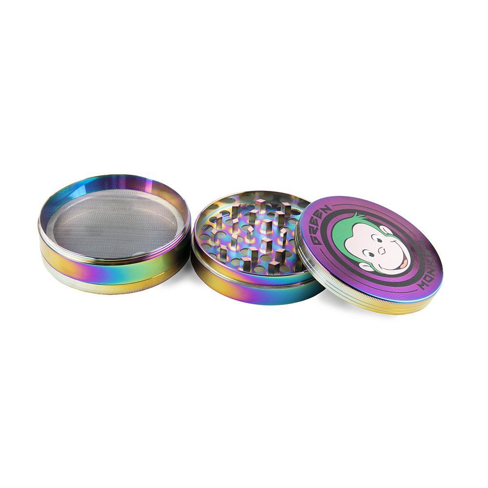 Green Monkey Rainbow Finish Rolling Tray Kit, Grinder, 420