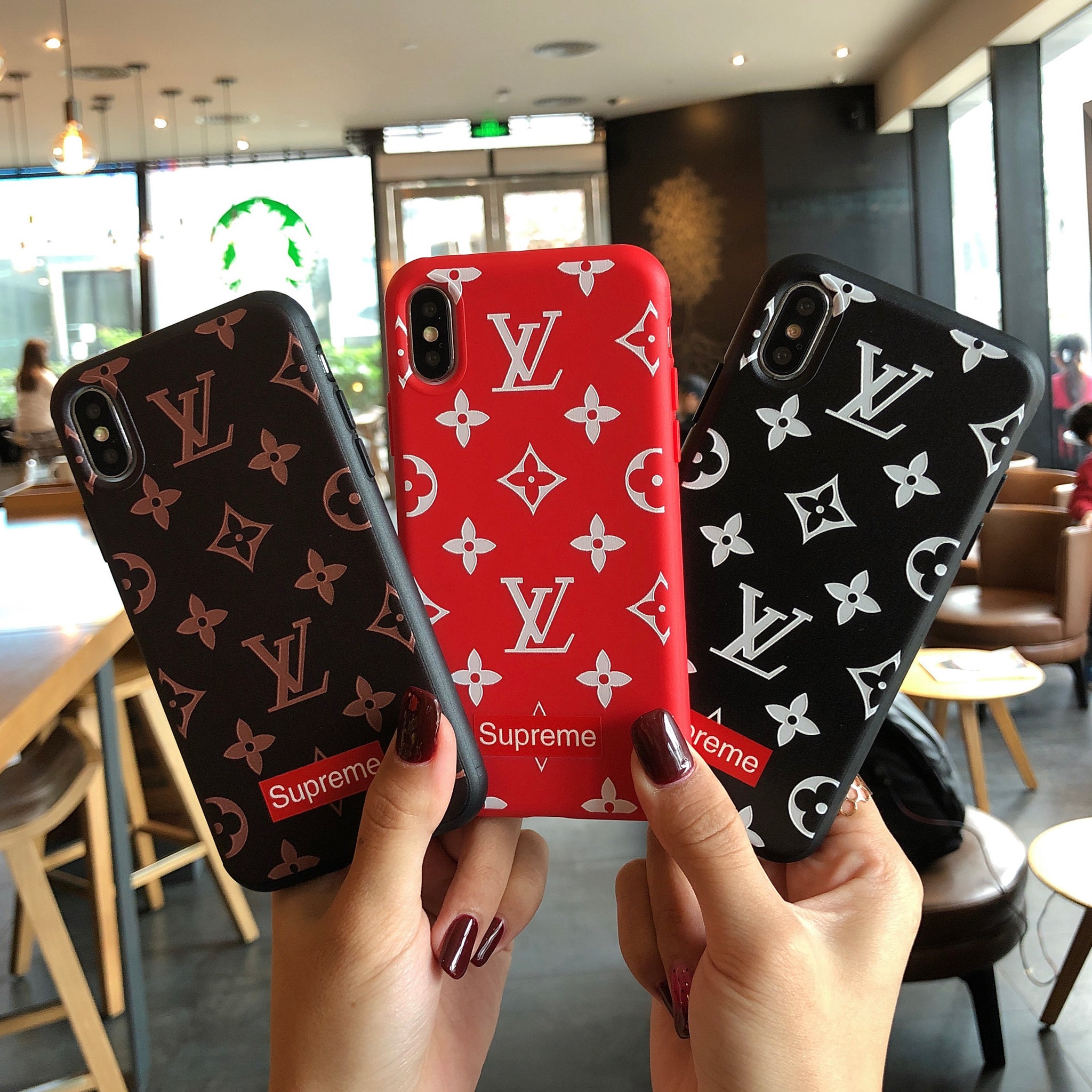 Classic Red Louis Vuitton Monogram x Supreme Logo iPhone XS Max Case