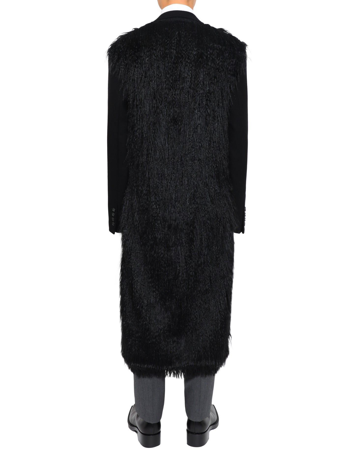 Fur back melton coat | Black 22AW ロングコート-