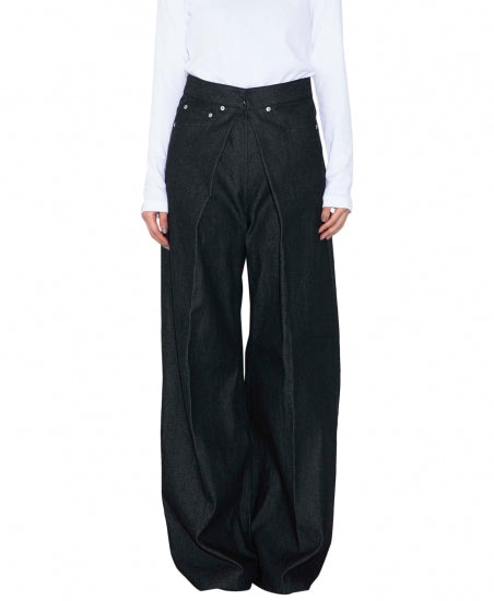 Rigid Denim Wide Pants | Black – JOHN LAWRENCE SULLIVAN