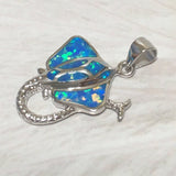 Unique Hawaiian Opal Stingray Necklace, Sterling Silver Blue Opal Sting Ray Pendant, N8256 Birthday Mom Valentine Gift, Island Jewelry