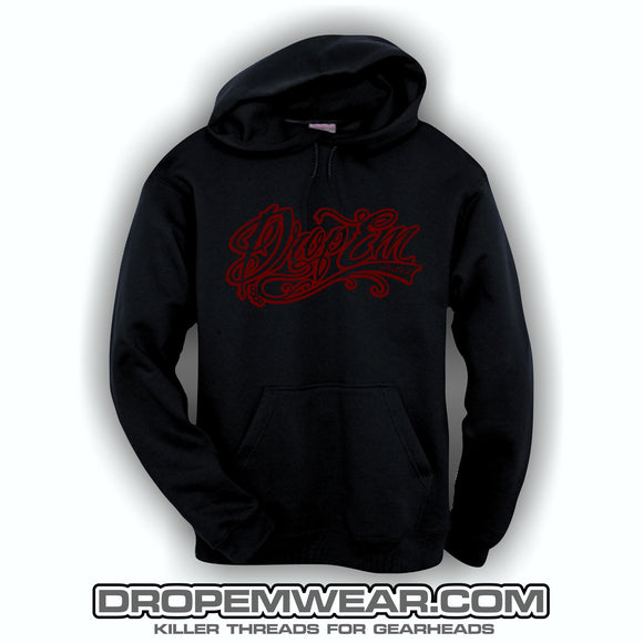 black embroidered hoodie