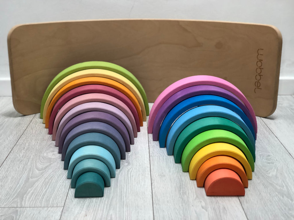 Graduated colourways of rainbow wooden stackers review