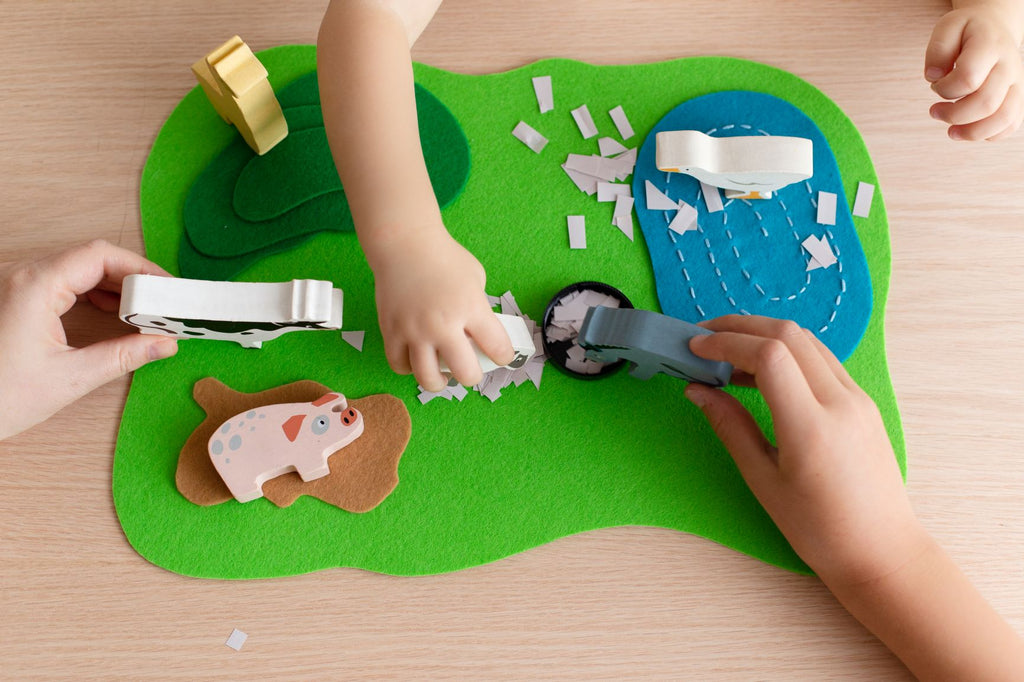 Tender leaf Wooden farm animals and DIY Felt Farm for creative play