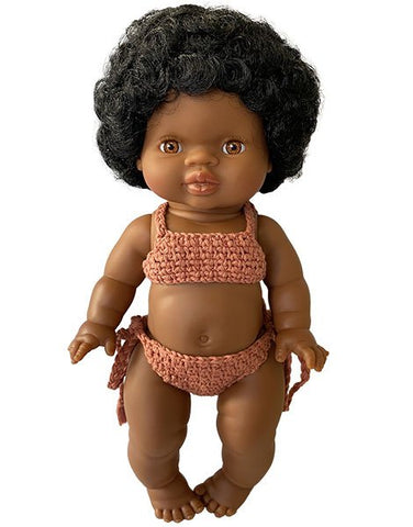 African American Minikane Doll in crochet bikini