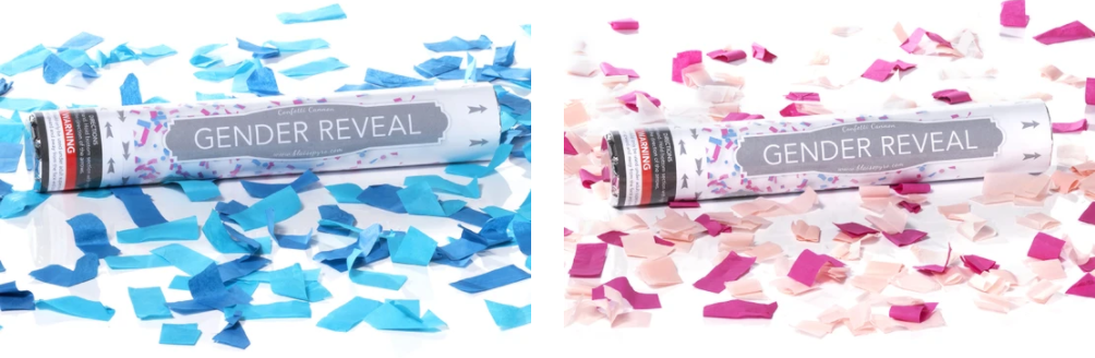 Gender reveal confetti cannons