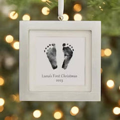 Baby footprints Christmas ornament