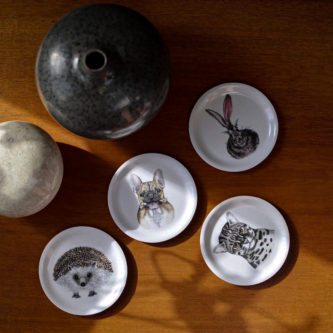 mini trays with animal motifs