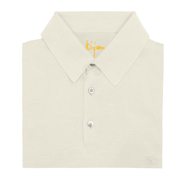 Off-White Sleeve Pure Silk Polo Shirt – House of Bijan