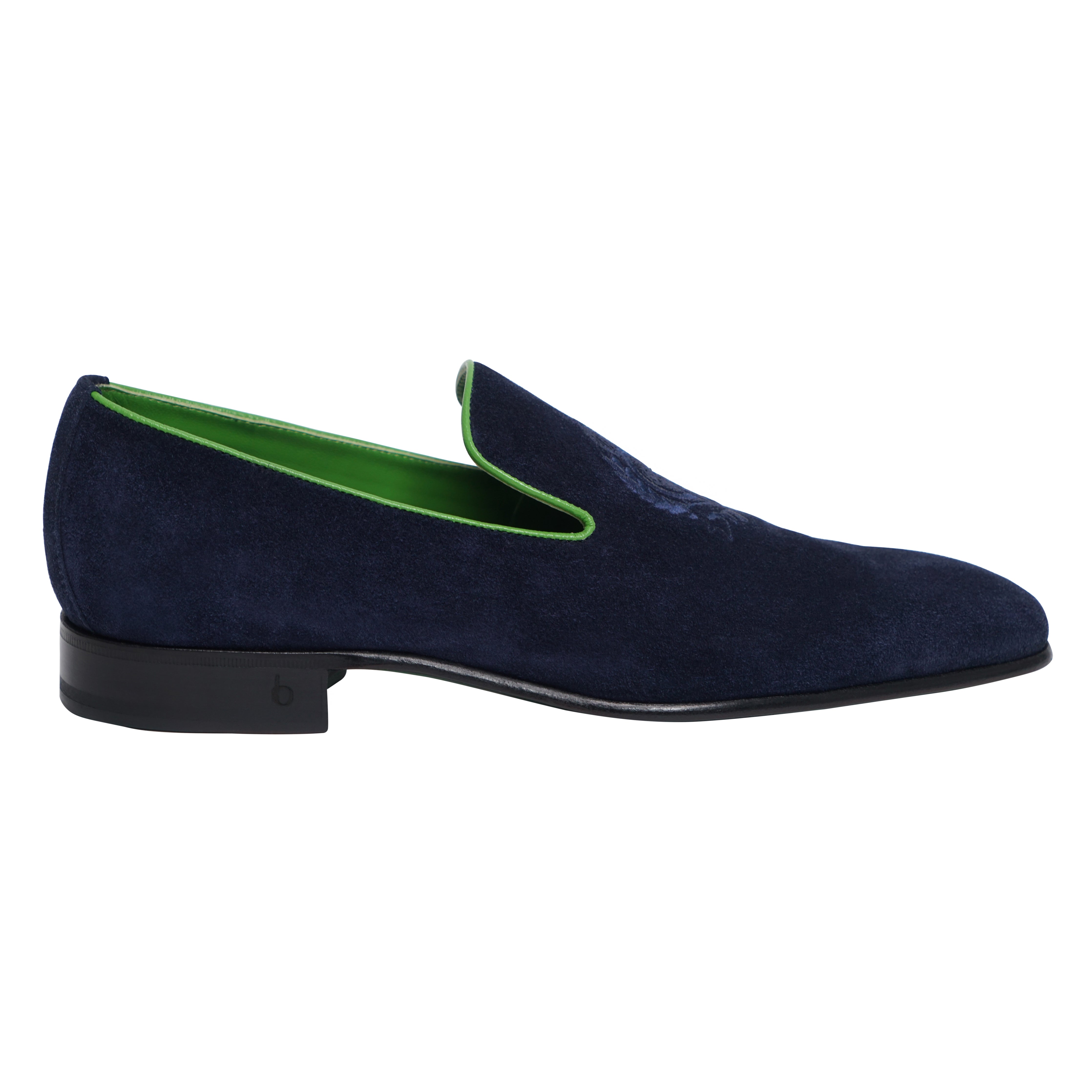 Navy Blue and Green Suede Loafer – House of Bijan