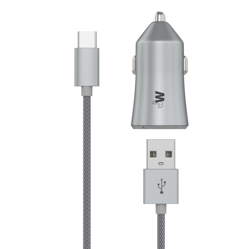 2-Port USB-C Car Charger with 6ft USB-C Cable