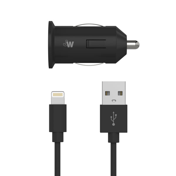 Single USB Wall Charger with 5ft Lightning Cable - Black Just Wireless