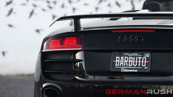 Audi R8 2nd Gen Style Wing in Carbon Fiber fits the Coupe and Spyder models. 