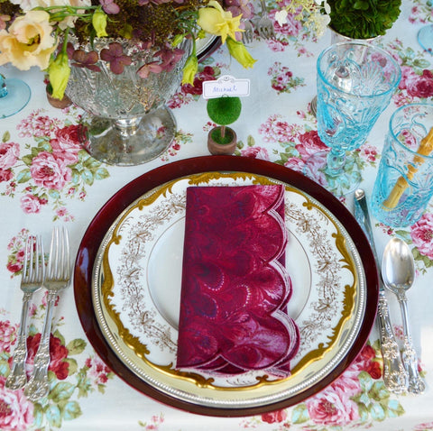 Thanksgiving Table Ideas with green pink burgundy blue