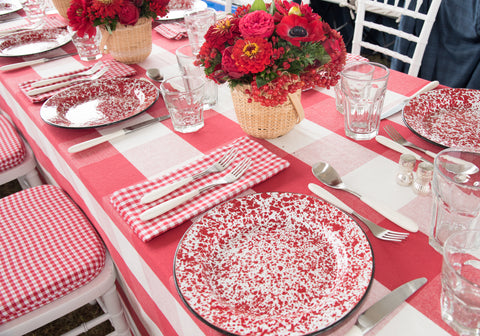 Mixed red and white gingham linens at Bloomberg Hampton Classic Table