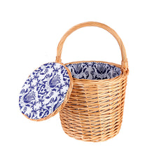 Jane Birkin style wicker basket bag for Easter egg hunt