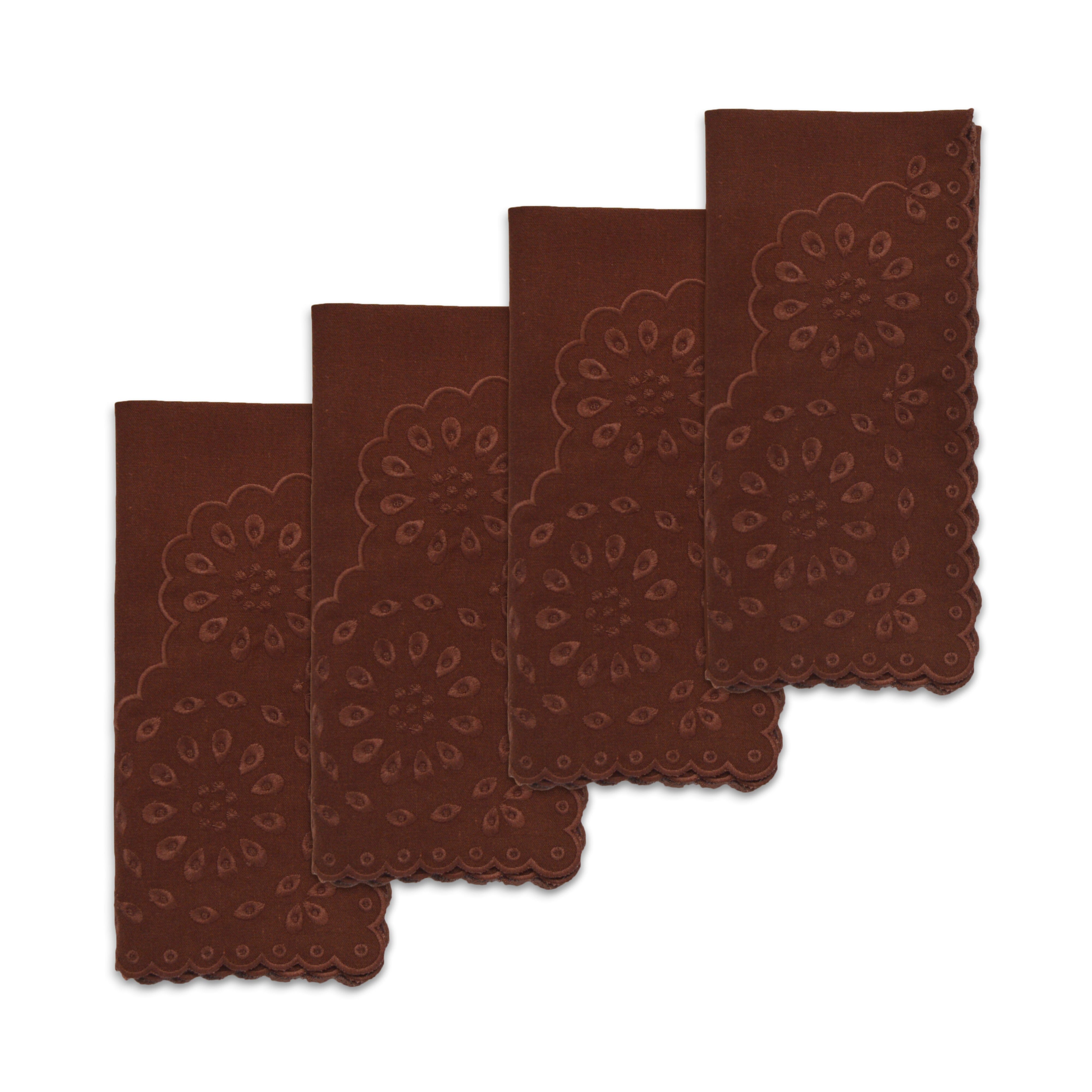 Brown Eyelet Dinner Napkins (4)