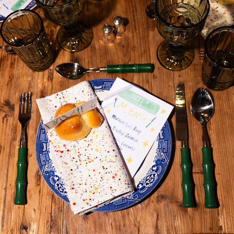 overhead colorful place setting