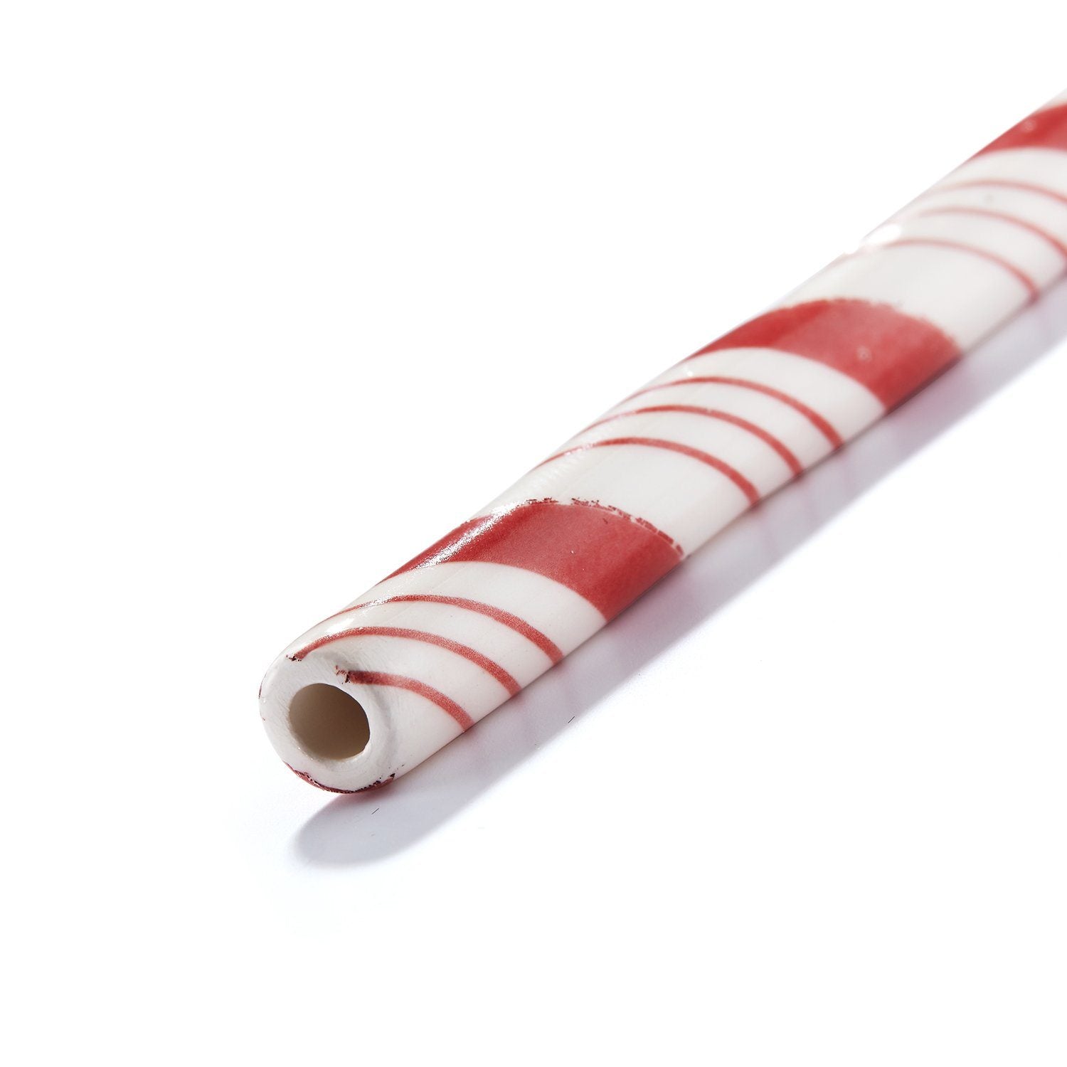 Red Stripe Ceramic Straws (4)