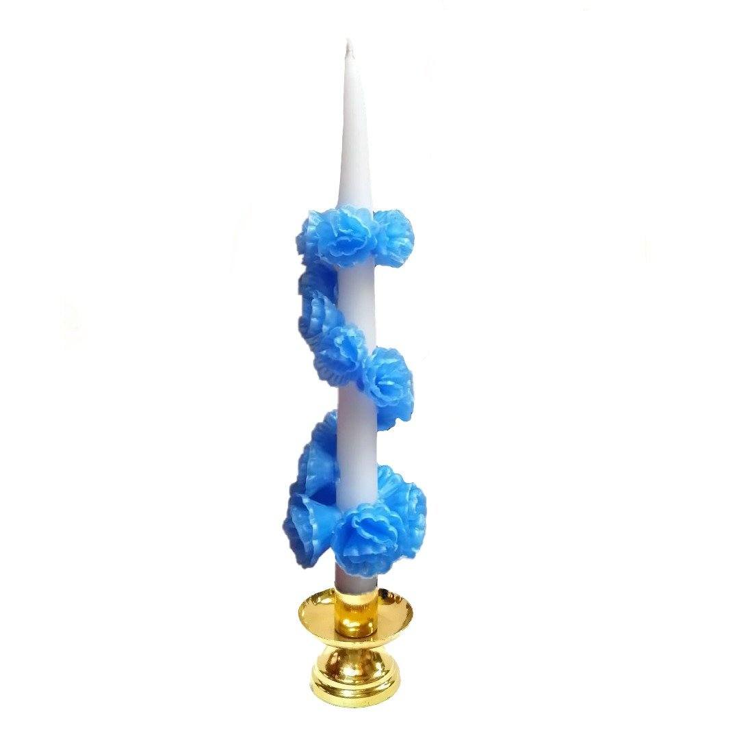 White & Blue Spiral Candle