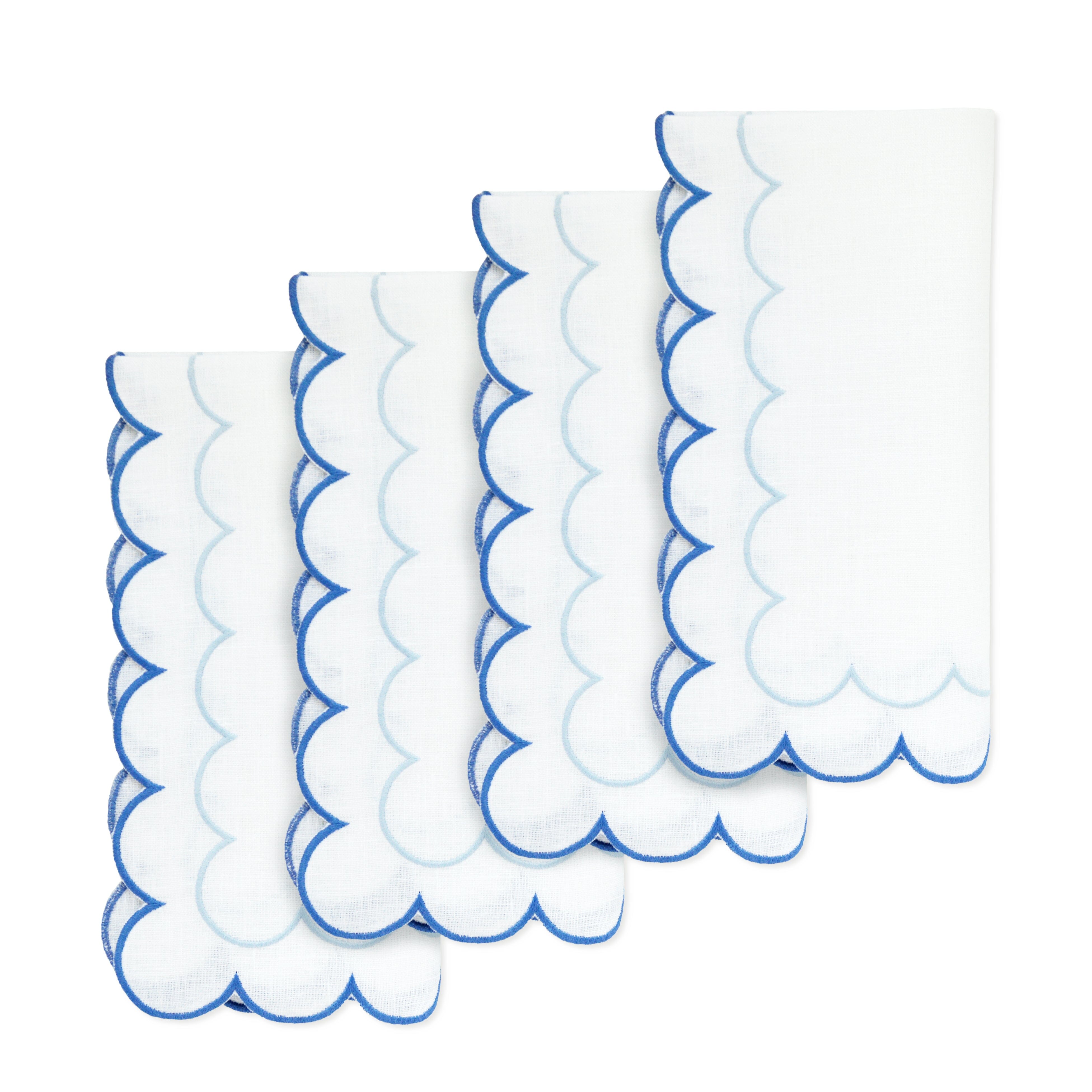 Blue Scalloped Dinner Napkins (4)