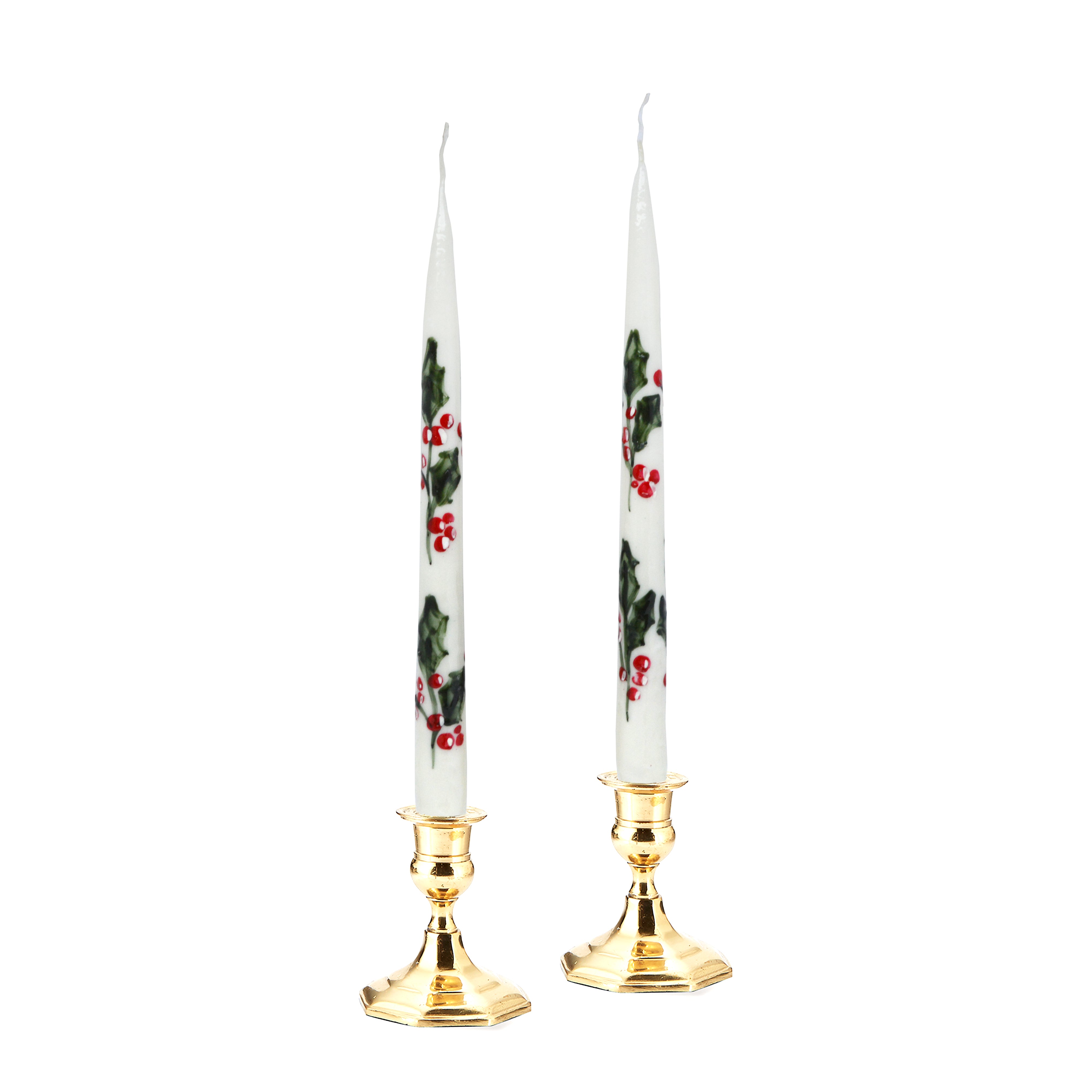 Painted Holly Tapers (2)