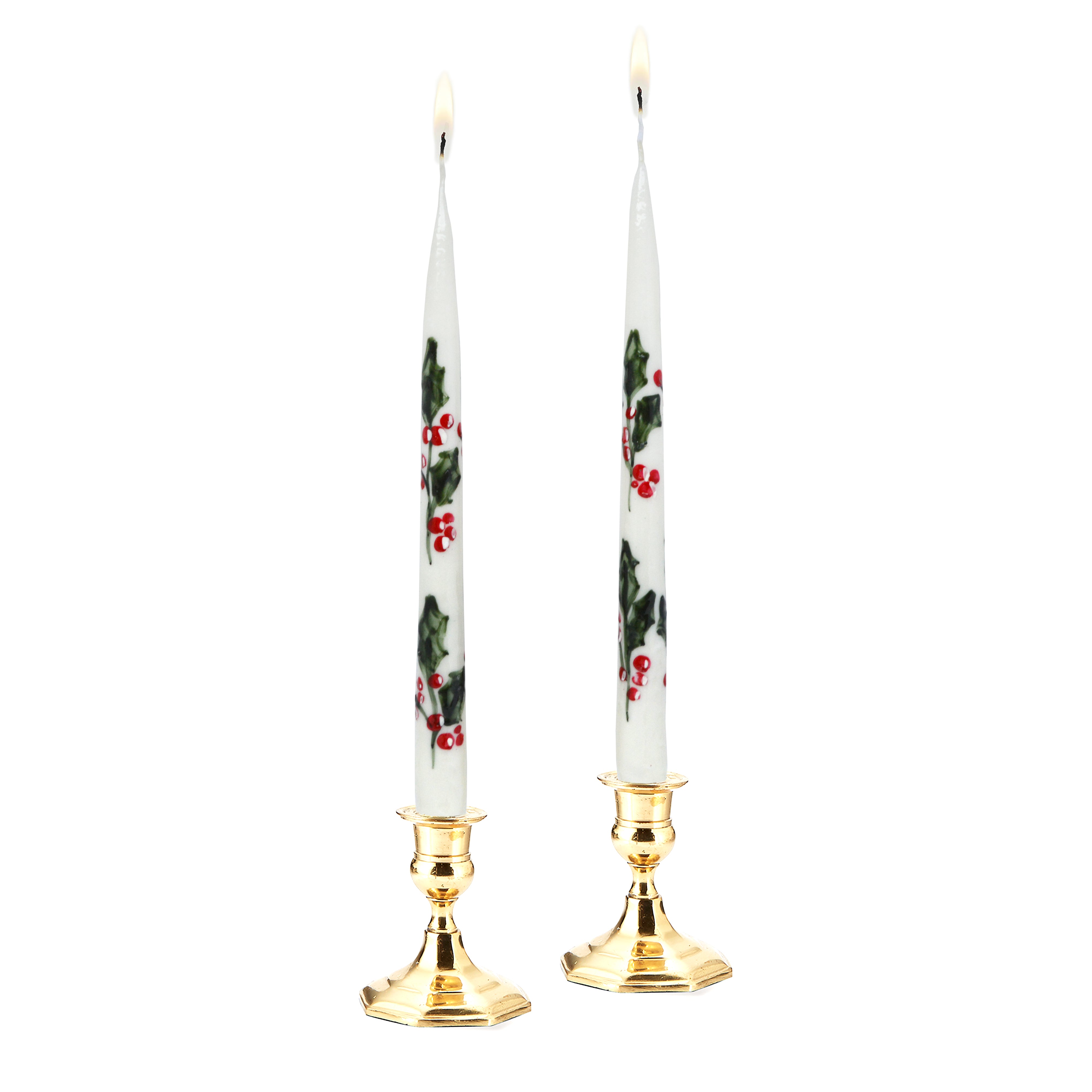 Painted Holly Tapers (2)