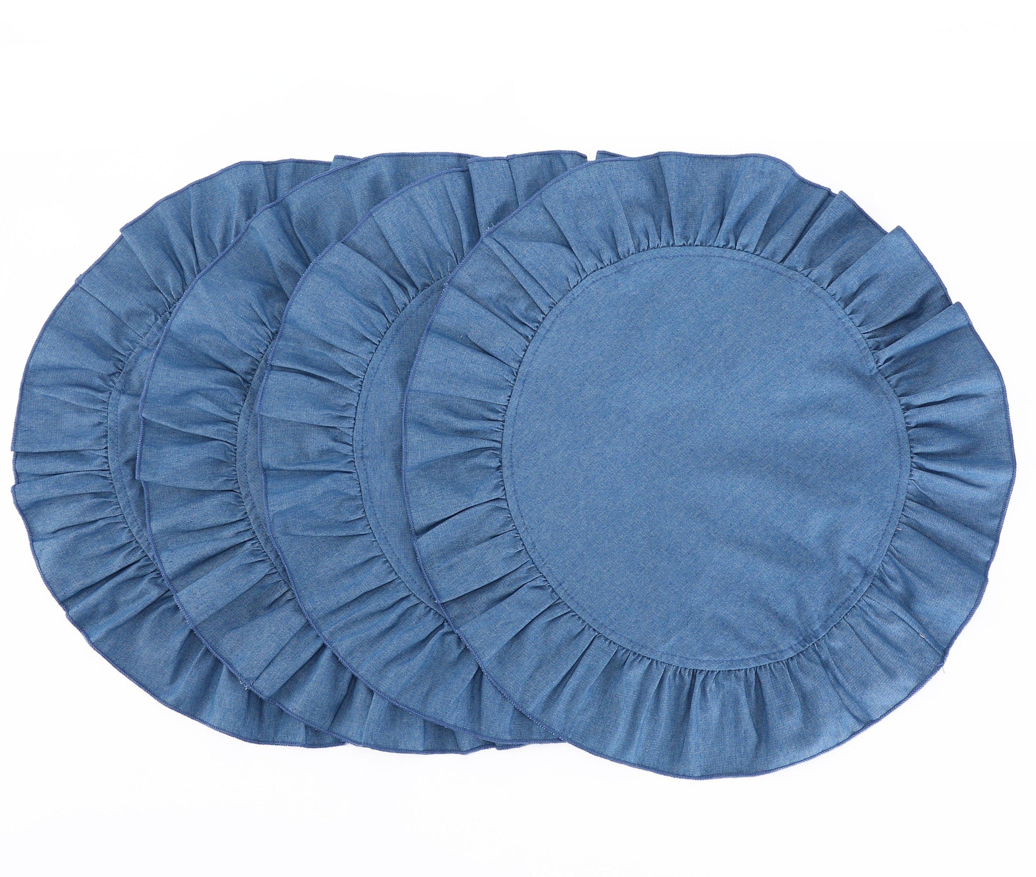 Denim Placemats With Ruffled Edge (4)