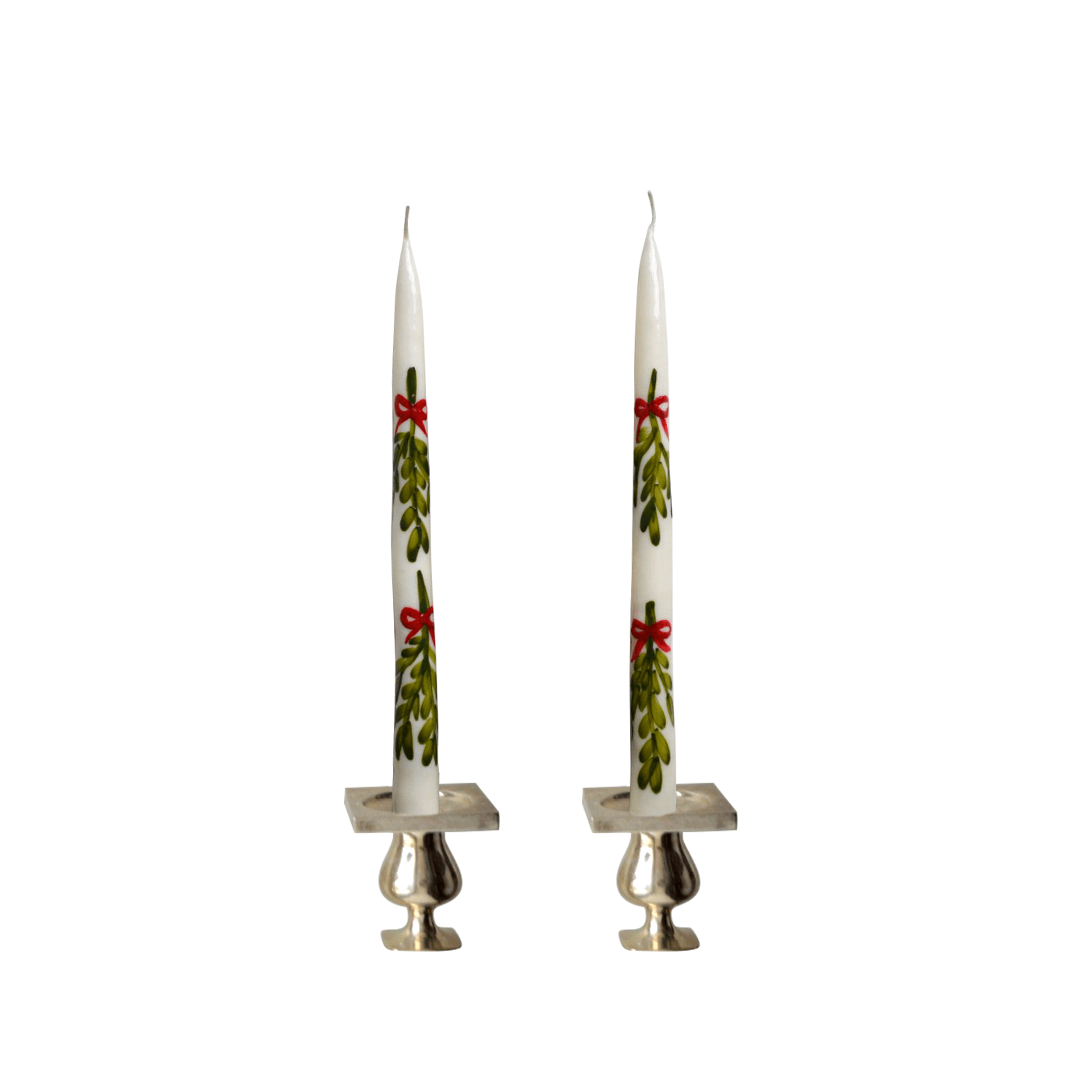 Painted Mistletoe Tapers (2)