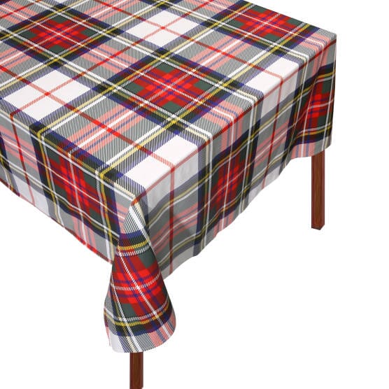 White Plaid Tablecloth