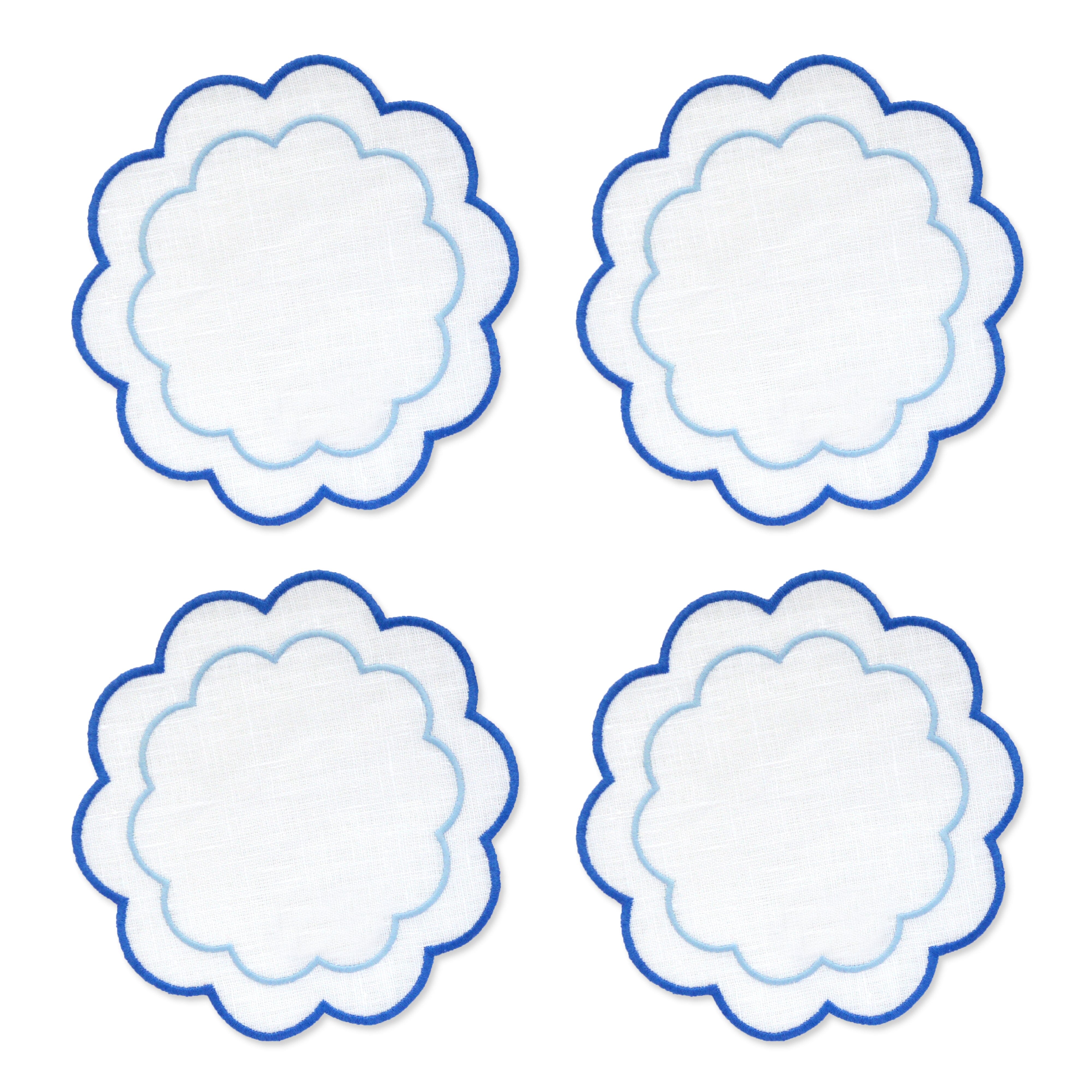 Blue Scalloped Cocktail Napkins (4)