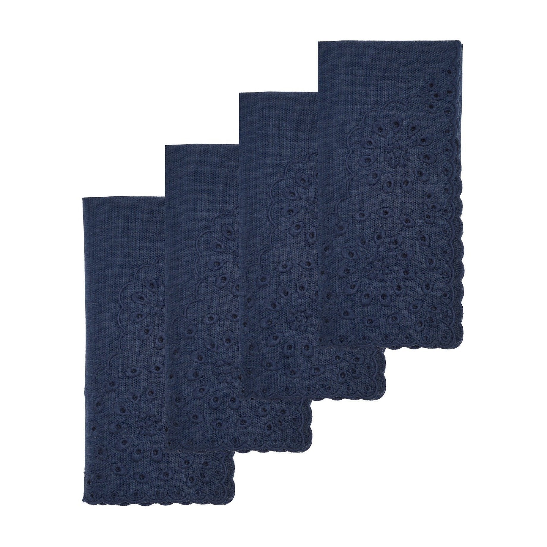 Blue Eyelet Dinner Napkins (4)